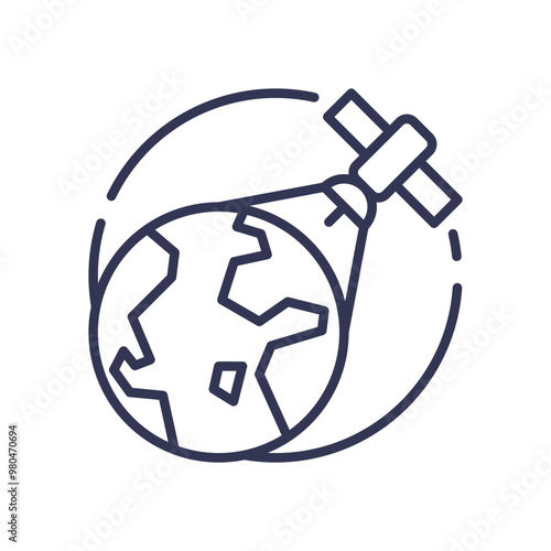 Line art of a satellite orbiting Earth, symbolizing remote sensing technology.