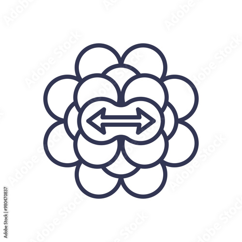 Illustration of uncontrolled growth with overlapping circles and outward arrows symbolizing expansion.