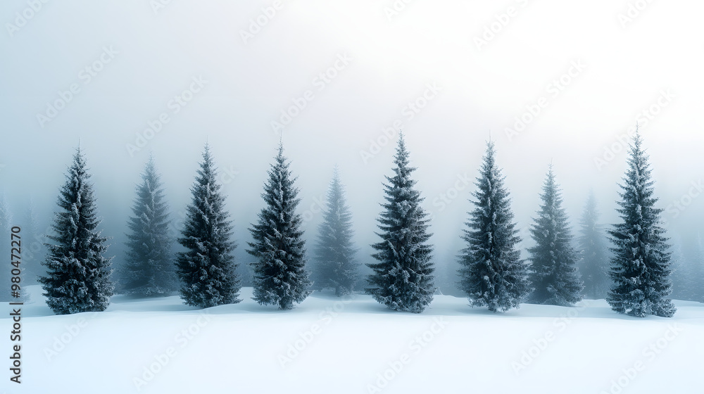 Snowy spruce trees in a winter landscape Snowy spruce trees in a winter landscape