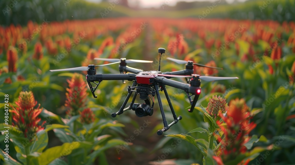 Capture the precision of a drone conducting crop yield assessments and forecasting, providing farmers with valuable data for marketing and Capture the precision of a drone conducting crop yield assessments and forecasting, providing farmers with valuable data for marketing and