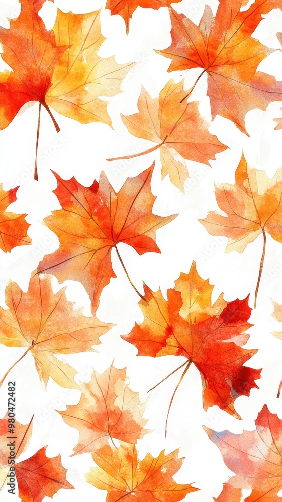 Watercolor collection of autumn maple leaves and red,yellow,Hand drawn nature design elements isolated on white background,Hand paint,Perfect for creating cards, design,copy space. Watercolor collection of autumn maple leaves and red,yellow,Hand drawn nature design elements isolated on white background,Hand paint,Perfect for creating cards, design,copy space.