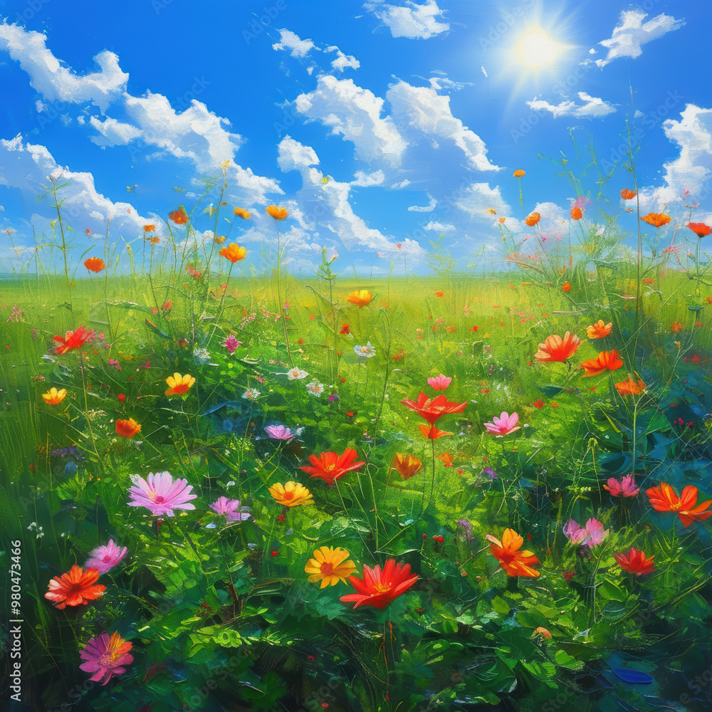 Fototapeta premium poppy field and sky