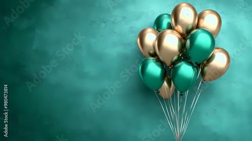 Elegant combination of green and gold balloons