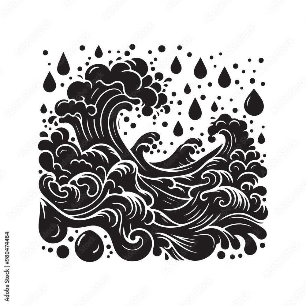 black sea ocean waves. silhouette vector design black sea ocean waves. silhouette vector design