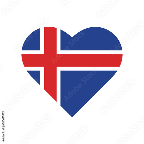 Love icon flag of Iceland isolated background. Vector illustration.