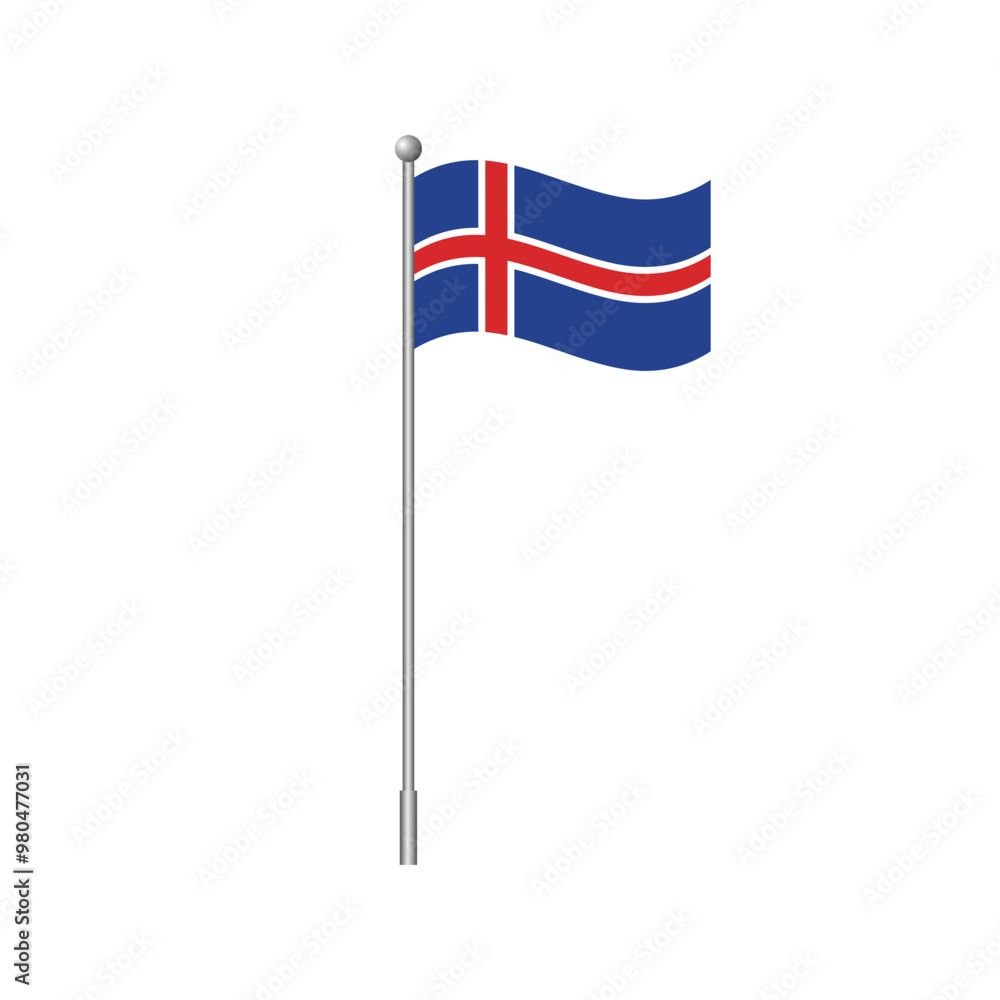 Fototapeta premium Iceland flag floating isolated on white transparent background. Vector
