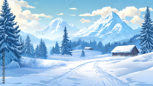 Vector illustration of a winter landscape