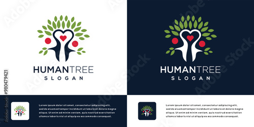 Vector logo symbol ecology love tree and human . icon logo tree person