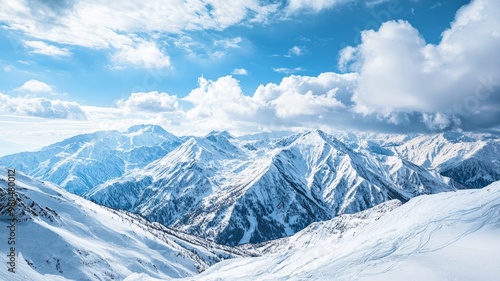 Wallpaper Mural Scenic view of snowcapped mountains against sky during winter - ai Torontodigital.ca