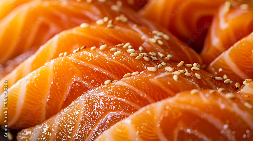 Salmon sashimi sprinkled with sesame Salmon sashimi sprinkled with sesame