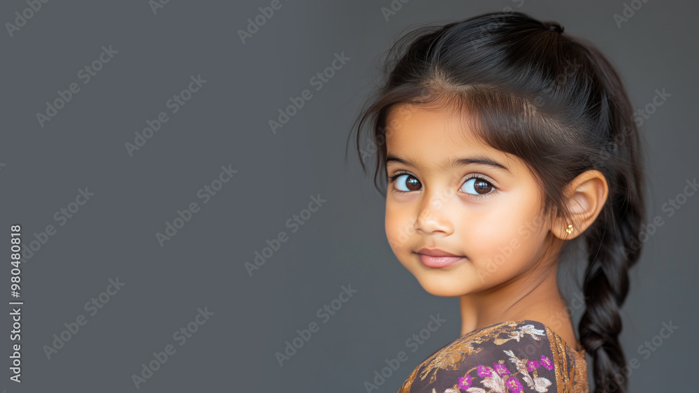Canadian little girl wearing saree indian traditional cloth smile isolated Canadian little girl wearing saree indian traditional cloth smile isolated