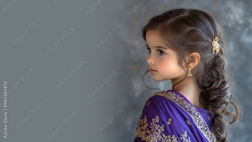 Canadian little girl wearing saree indian traditional cloth smile isolated Canadian little girl wearing saree indian traditional cloth smile isolated