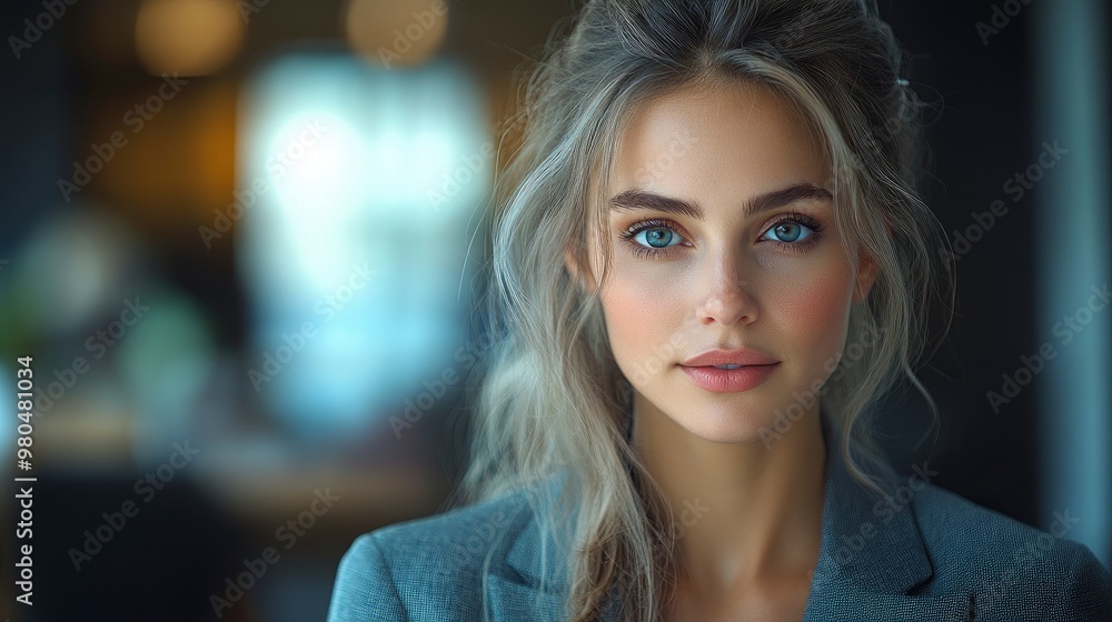 Portrait of a Beautiful Young Woman with Blue Eyes Portrait of a Beautiful Young Woman with Blue Eyes