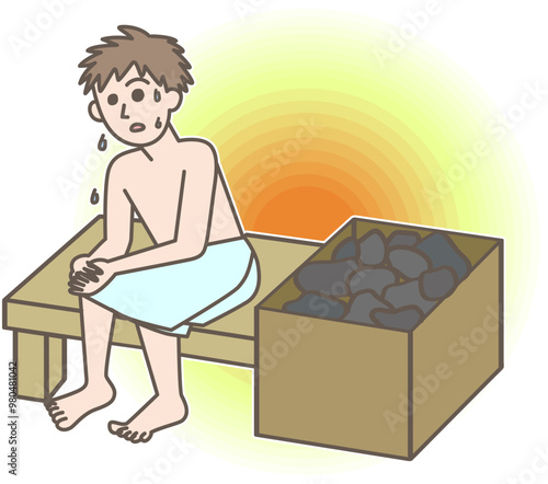 サウナに入る男性