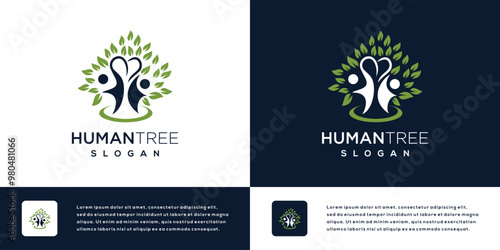 Vector logo symbol ecology love tree and human . icon logo tree person