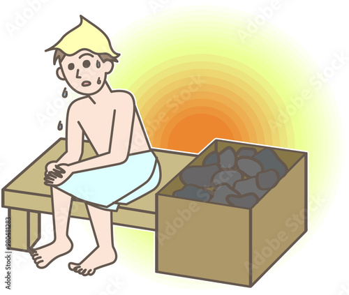 サウナに入る男性