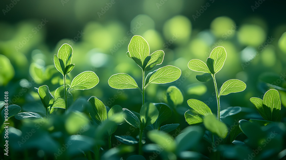 Close-up of vibrant green plant sprouts bathed in sunlight. Nature, growth, new beginnings. Perfect for environmental, spring, or sustainability themes. Close-up of vibrant green plant sprouts bathed in sunlight. Nature, growth, new beginnings. Perfect for environmental, spring, or sustainability themes.
