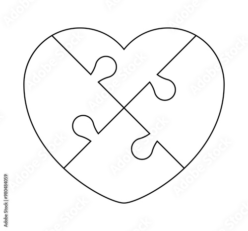 puzzle heart outline, jigsaw heart frame template, puzzle pieces