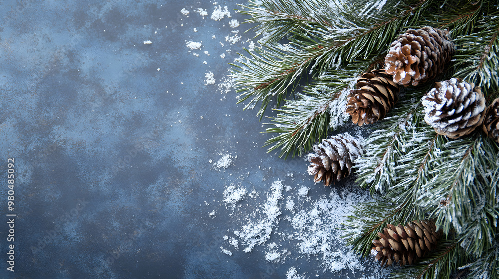 Winter Display - Fir Branches On Snowy Table Winter Display - Fir Branches On Snowy Table