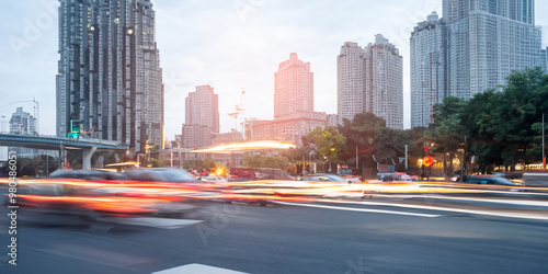 Urban traffic with light and blurred effects
