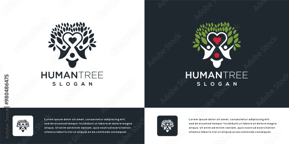 Naklejka premium Vector logo symbol ecology love tree and human . icon logo tree person