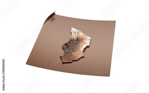 Map Of Chad Old Style Brown On Unrolled Map Paper Sheet Isolated On White Background 3d illustration
 photo