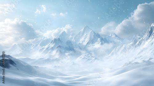 winter landscape with snow covered mountains