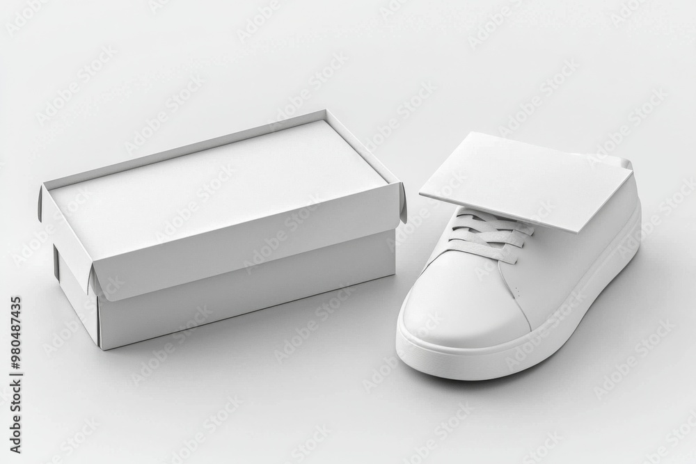 Shoe Box Mockup on Isolated white Background created with Generative AI Shoe Box Mockup on Isolated white Background created with Generative AI