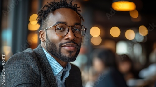 Confident Man in Glasses Looking at the Camera