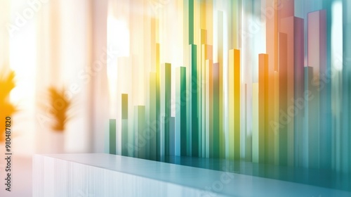 A colorful abstract painting of a wall with many different colored stripes, AI