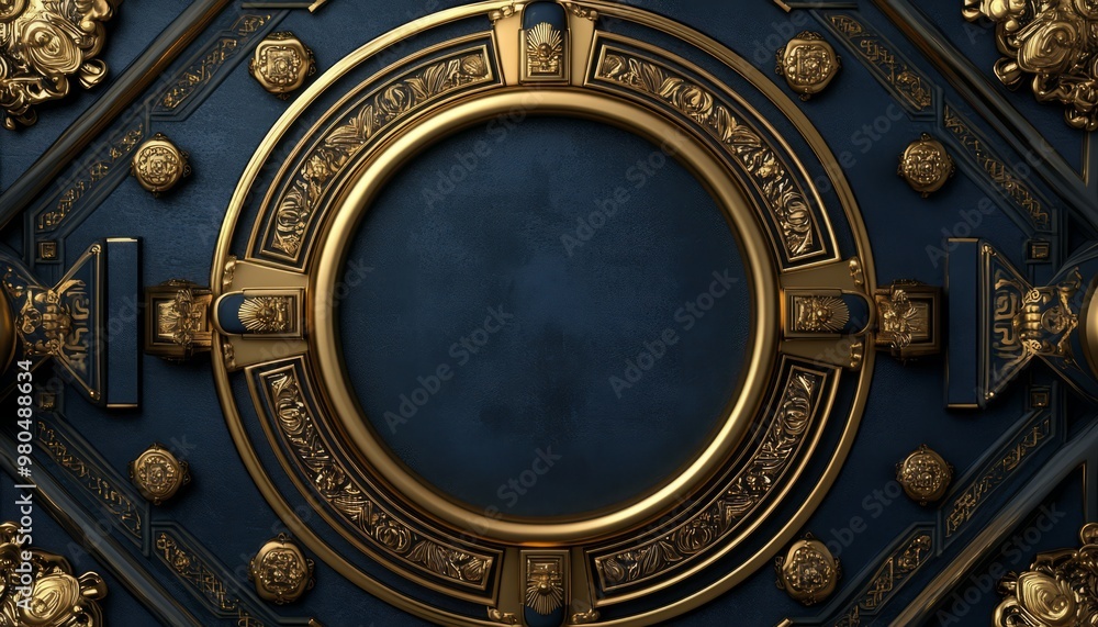 Ornate Gold Frame on a Dark Blue Background Ornate Gold Frame on a Dark Blue Background