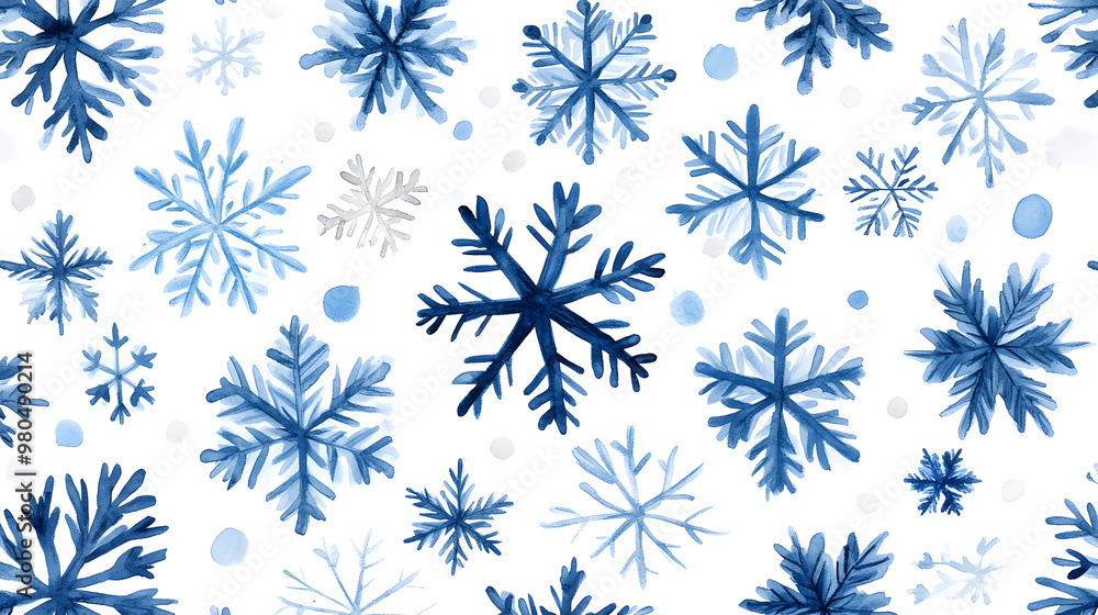 winter print with blue snowflakes winter print with blue snowflakes