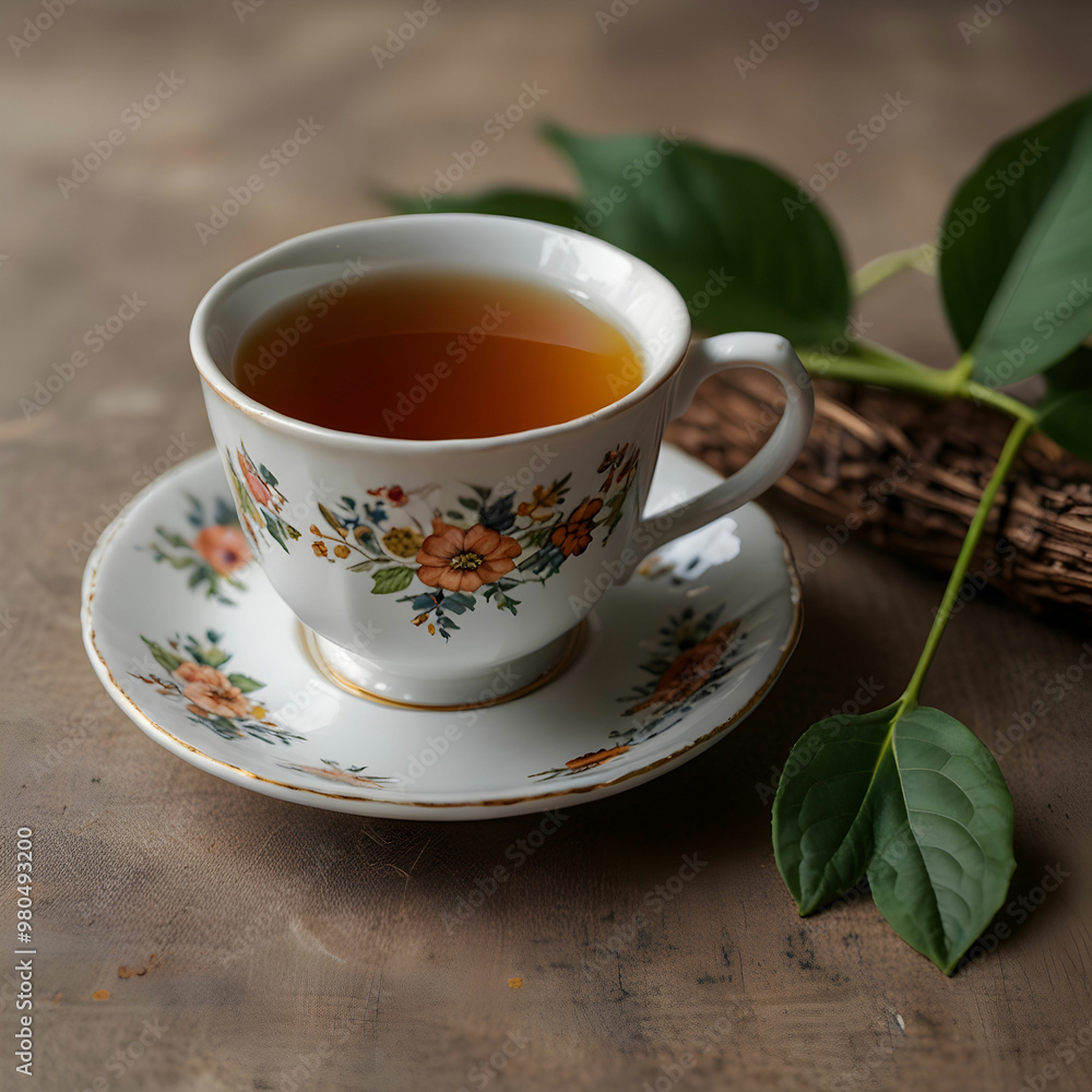 Still life with tea cup and organic background Still life with tea cup and organic background