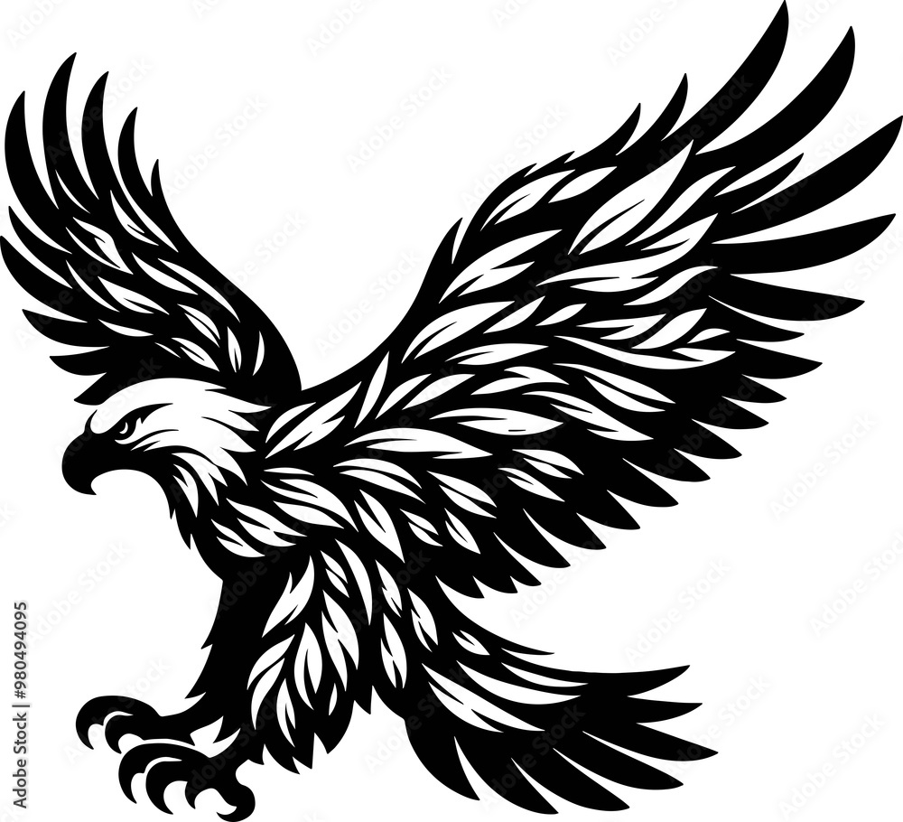 Fototapeta premium Black Eagle Logo Vector Icon - Majestic and Bold Design, Generated With AI