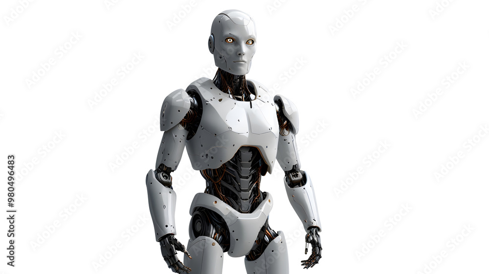 Advanced Humanoid Robot Isolated on Transparent Background Advanced Humanoid Robot Isolated on Transparent Background