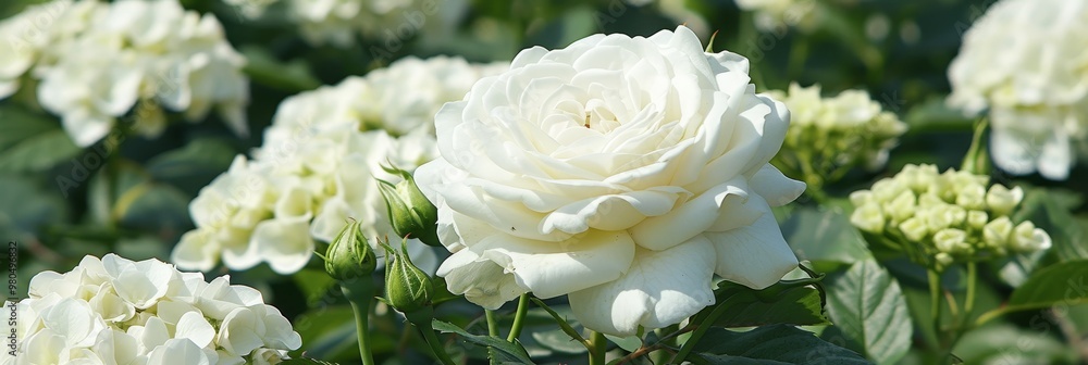Elegant Pristine, White Garden Rose Blossoms A Portrait of Floral Beauty Stunning Nature Closeup, Elegant Pristine, White Garden Rose Blossoms A Portrait of Floral Beauty Stunning Nature Closeup,