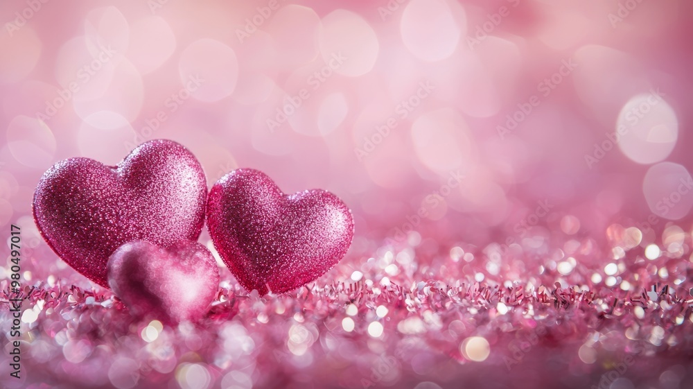 Pink card with hearts and sparkles for Valentine's Day - ai Pink card with hearts and sparkles for Valentine's Day - ai