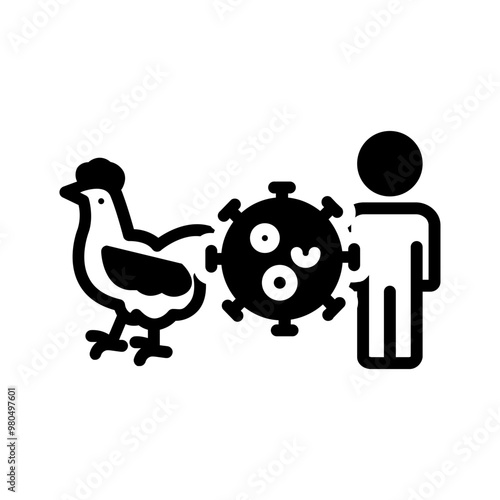 Vector solid black icon for Zoonotic disease