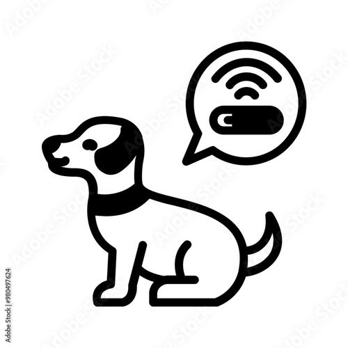 Vector solid black icon for Animal microchip