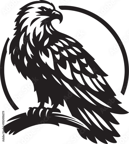 Pro Vector Eagle Logo - Regal Raptor Monochrome Art,  Generated With AI