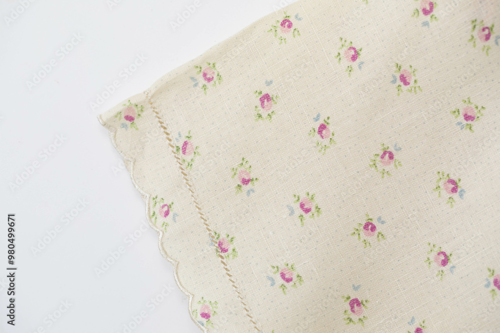 Print of floral on fabric. Print of floral on fabric.