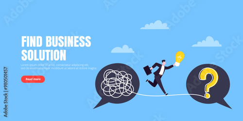 Understanding problem solution simplify challenge with idea. Unravel business chaos process with tangle difficult problem mess business concept flat design vector illustration. Chaos to order metaphor