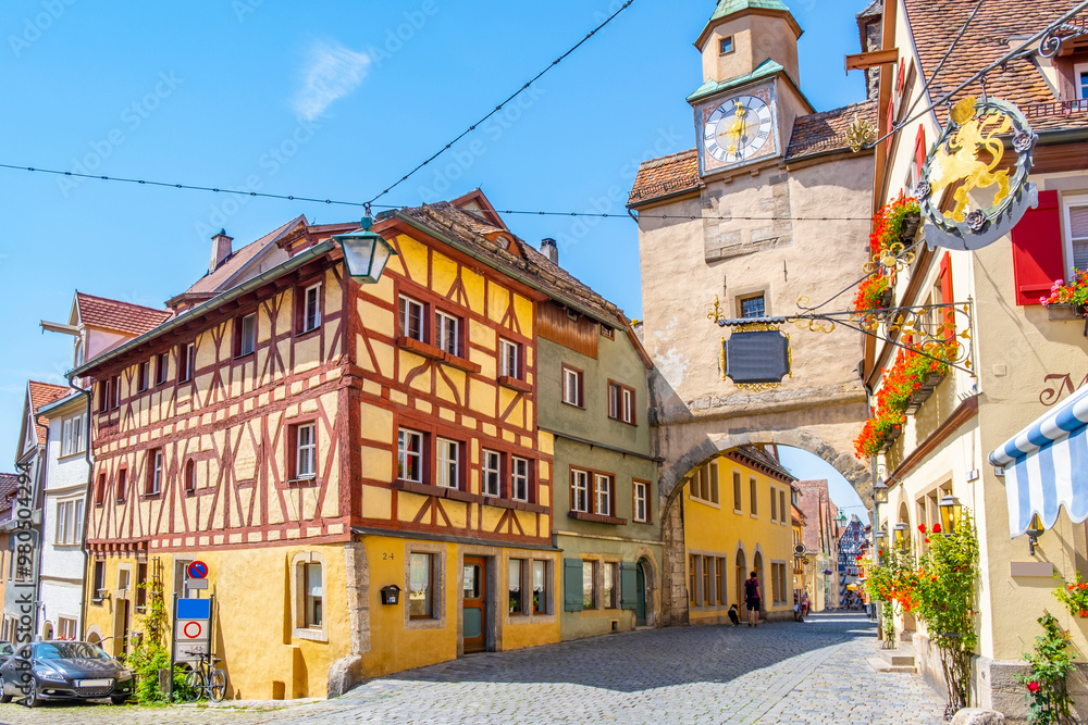 Rothenburg ob der Tauber, Germany - A sunny day at the picturesque village of Rothenburg ob der Tauber, Germany