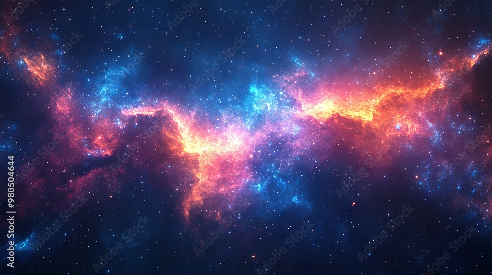 Fototapeta premium Abstract cosmic nebula with an empty space for text