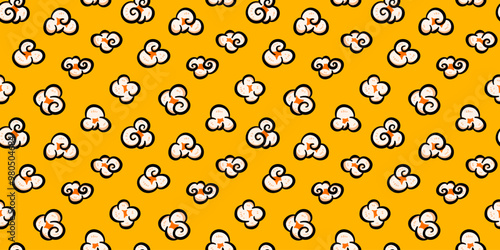 Popcorn pattern for packaging snacks. Popcorn fluffy flakes pattern. Popcorn Background pattern. doodle popcorn. popcorn seamless pattern background.	