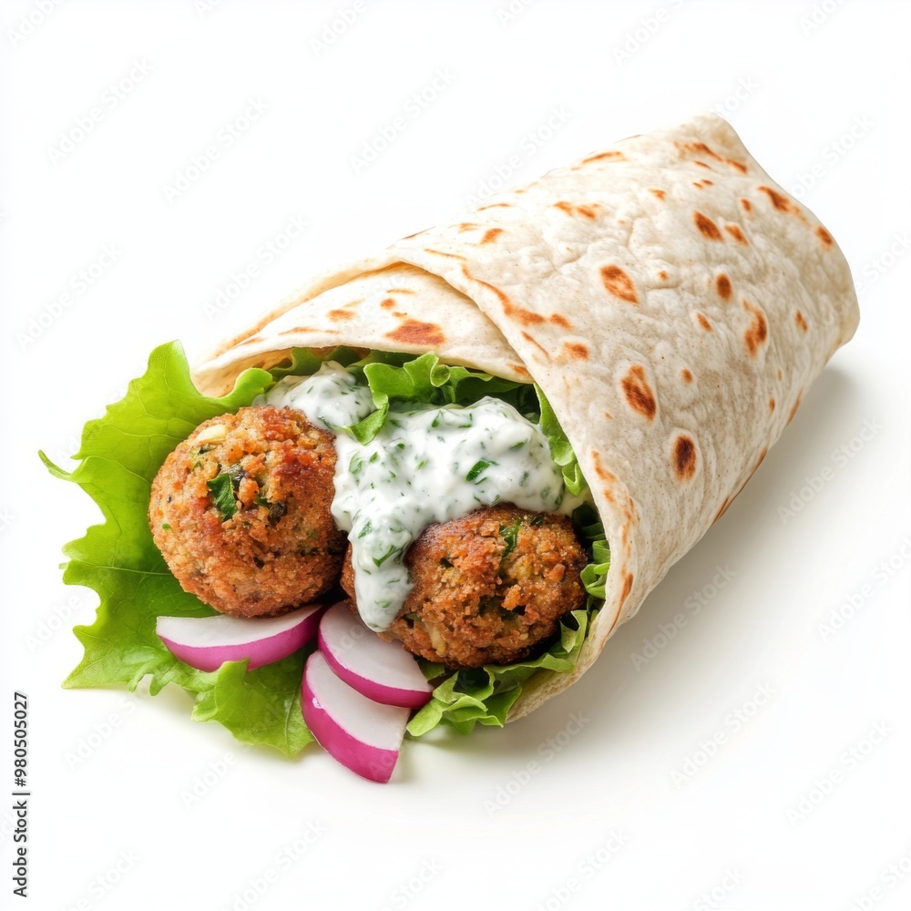 Lavash falafel wrap with zaziki sauce Lavash falafel wrap with zaziki sauce