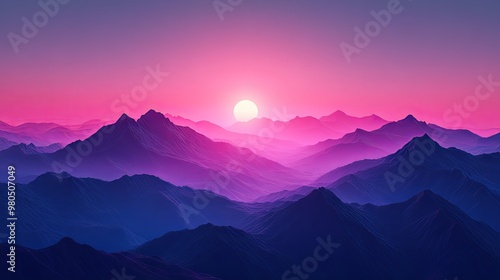 Abstract mountain scenery with a light spot for text