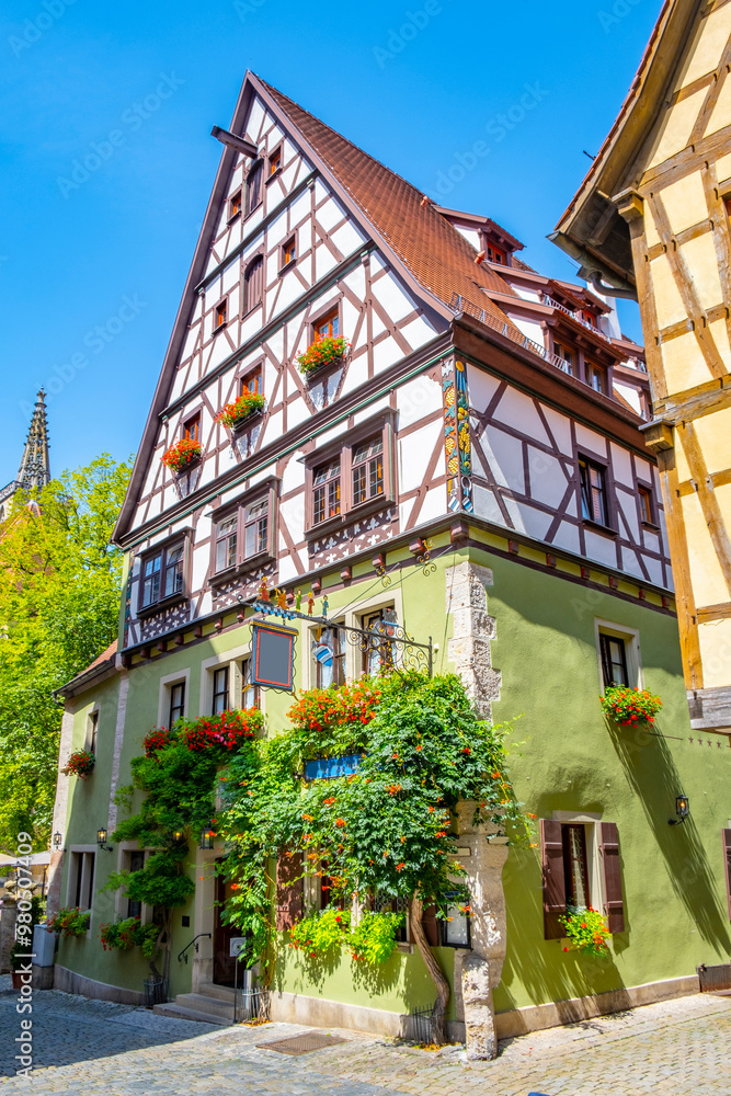 Rothenburg ob der Tauber, Germany - A sunny day at the picturesque village of Rothenburg ob der Tauber, Germany