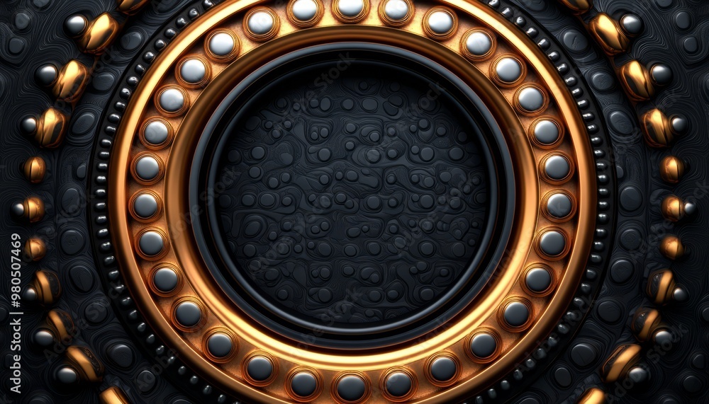 Obraz premium Circular Black and Gold Abstract Design with Metallic Accents