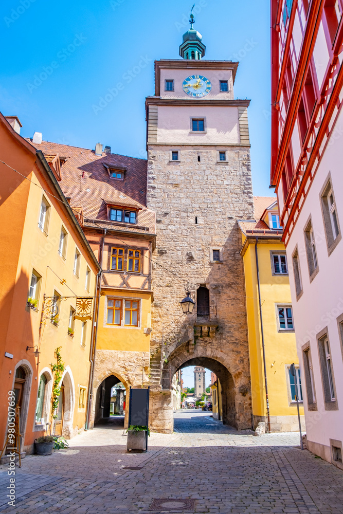 Rothenburg ob der Tauber, Germany - A sunny day at the picturesque village of Rothenburg ob der Tauber, Germany